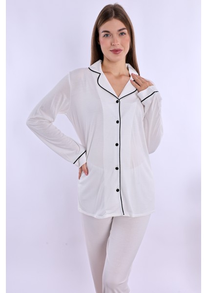 Ekru Hamile Lohusa Pijama Takımı