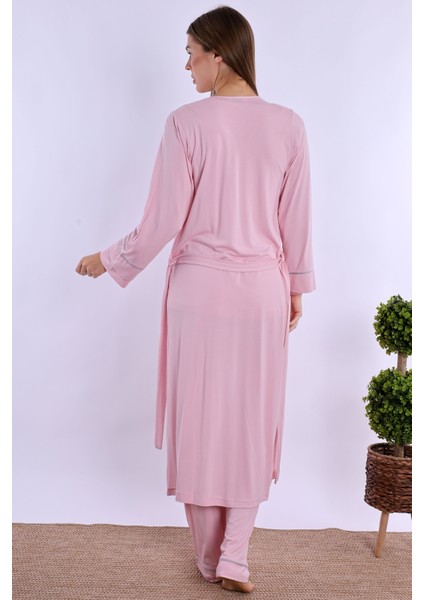 Pembe Sabahlıklı Hamile Lohusa Pijama Takımı modelleri
