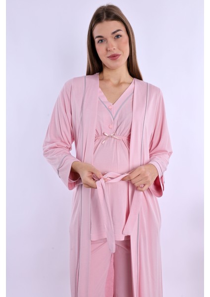 Pembe Sabahlıklı Hamile Lohusa Pijama Takımı