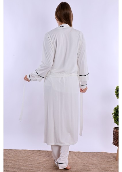 Ekru Sabahlıklı Hamile Lohusa Pijama Takımı modelleri