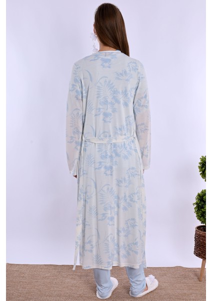 Mavi Sabahlıklı Hamile Lohusa Pijama Takımı modelleri