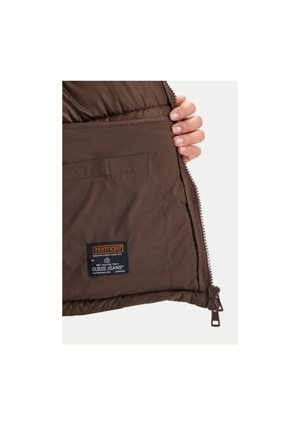 Kadın Tam Kalıp Dik Yaka Şişme Mont - Kahverengi indirimleri