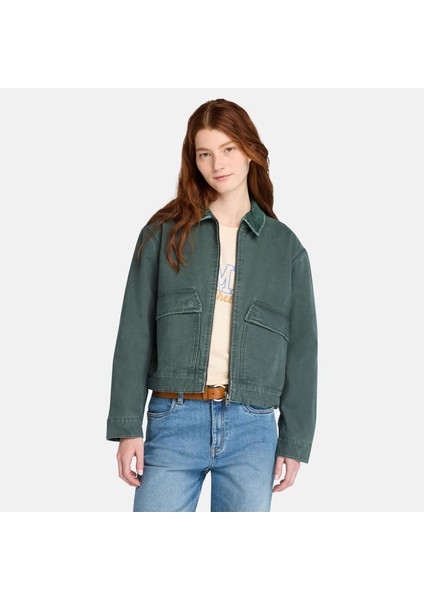 Strafford Washed Canvas Kadın Yeşil Ceket.-