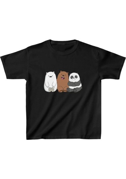 Çocuk Unisex Baskılı T-Shirt - Siyah