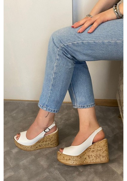 Kadın Fenni 10 cm Dolgu Topuklu Mantar Taban Ayakkabı