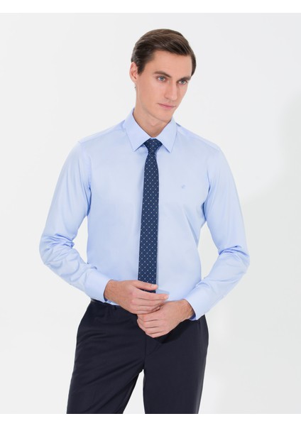 Erkek Mavi Slim Fit Uzun Kollu Basic Gömlek 50268503-VR036 fiyatları