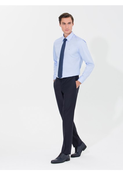 Erkek Mavi Slim Fit Uzun Kollu Basic Gömlek 50268503-VR036 modelleri