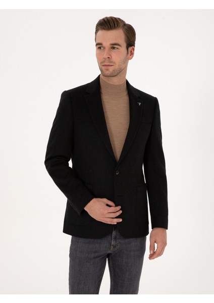 Erkek Siyah Slim Fit %100 Kaşmir Flanel Ceket 50314254-VR046 modelleri