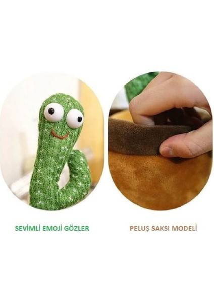 Şarjlı Dans Eden Konuşan Kaktüs Oyuncak, Ses Tekrar Eden, Şarkılı Eğlenceli Eğitici Peluş Oyuncak fırsatları