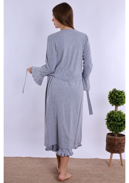 Gri Sabahlıklı Hamile Lohusa Gecelik Takım modelleri