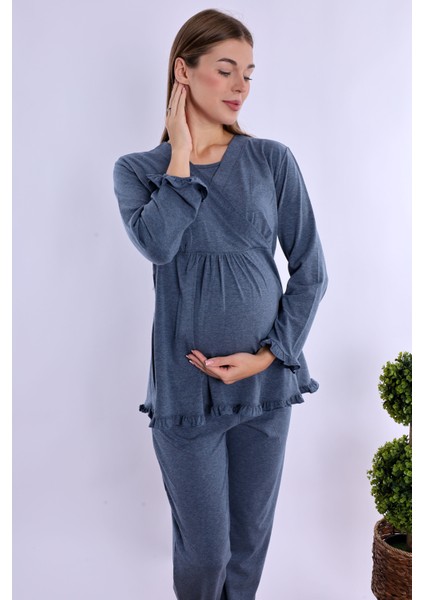 Indigo Hamile Lohusa Pijama Takımı