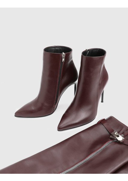 Bellina Hakiki Deri Bordo Kadın Topuklu Çizme indirimleri