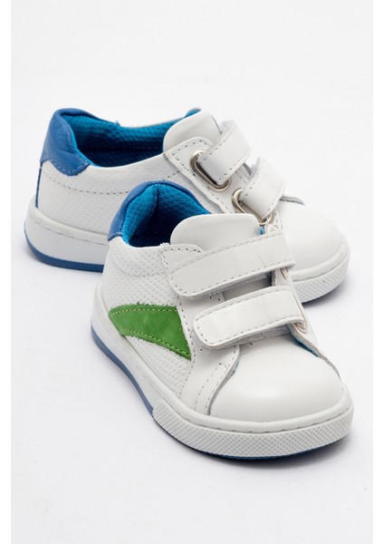 Erkek Çocuk Beyaz Hakiki Deri Günlük Ilk Adım Ayakkabı