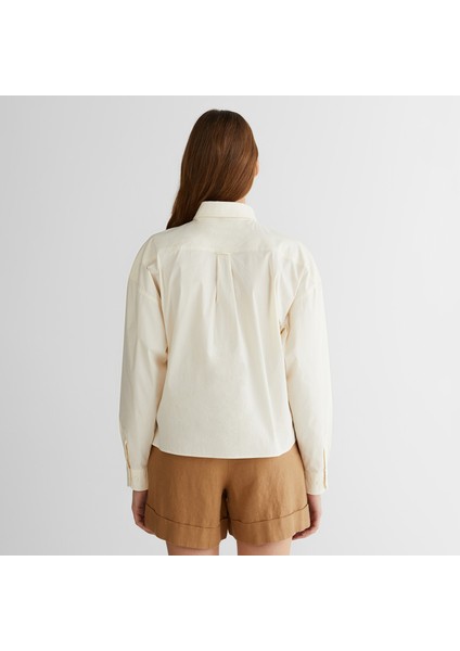 Kadın Krem Klasik Yaka Logolu Gömlek fiyatları