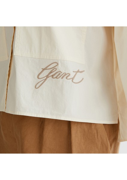 Kadın Krem Klasik Yaka Logolu Gömlek indirimleri