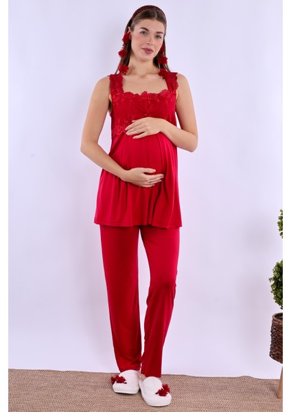 Vişne Sabahlıklı Hamile Lohusa Pijama Takımı indirimleri