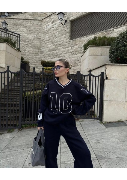 V Yaka Üç Iplik Sweat Takım - Siyah fırsatları