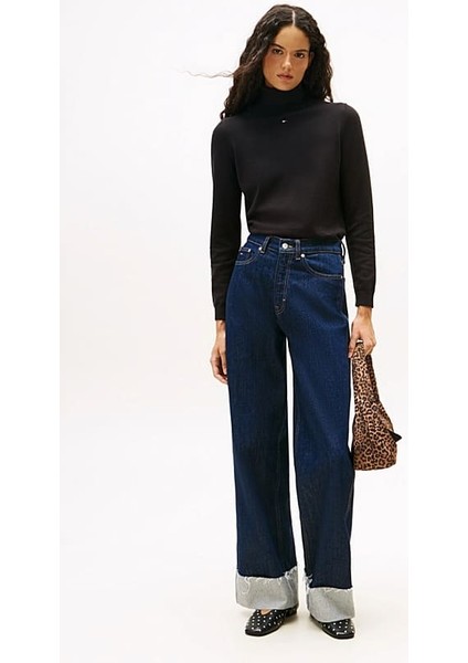 Kadın Essential Slim Fit Balıkçı Yaka Kazak - Siyah fiyatları