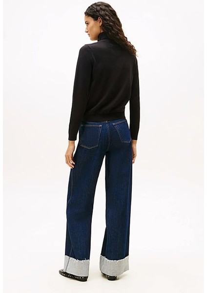 Kadın Essential Slim Fit Balıkçı Yaka Kazak - Siyah modelleri