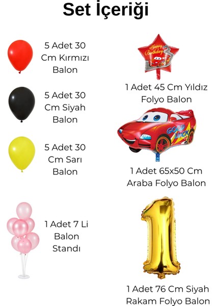 1 Yaş Yarış Arabası Temalı Gold Rakamlı Balonlu Doğum Günü Süsleme fiyatları