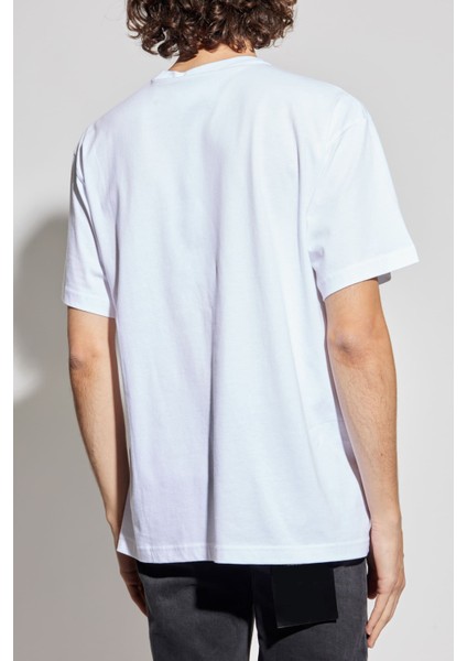 Erkek Regular Fit V Amblemli Bisiklet Yaka T-Shirt - Beyaz fiyatları