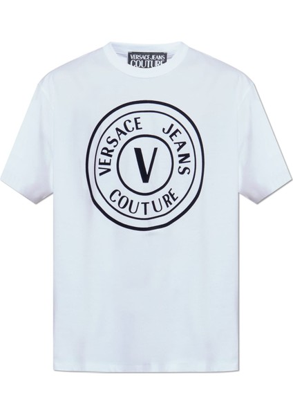 Erkek Regular Fit V Amblemli Bisiklet Yaka T-Shirt - Beyaz fırsatları