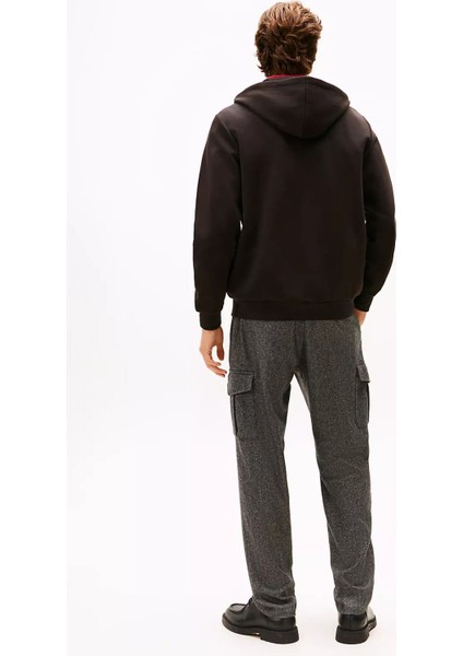 Erkek Regular Fit Kapüşonlu Kanguru Cepli Fermuarlı Sweatshirt - Siyah modelleri