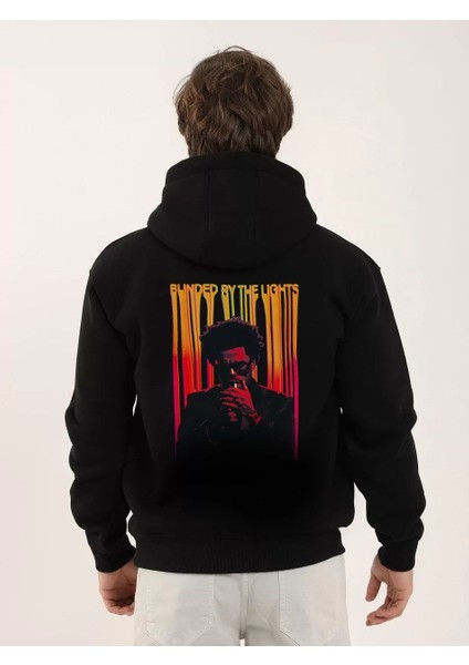 Unisex Baskılı Oversize Üç Iplik Kapüşonlu Sweatshirt - Siyah fiyatları