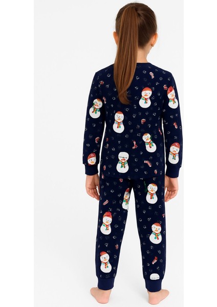 Unisex Yılbaşı Kardan Adam Desenli Çocuk Pijama Takımı modelleri