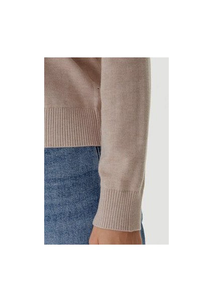 Kadın Regular Fit Ipek ve Yün Karışımlı V Yaka Hırka - Bej indirimleri