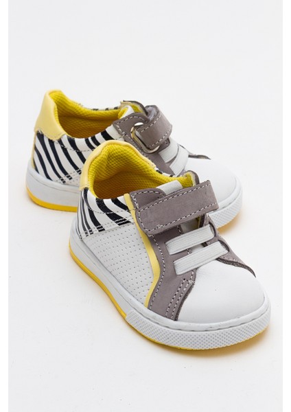 Erkek Çocuk Beyaz Hakiki Deri İlk Adım Ayakkabı