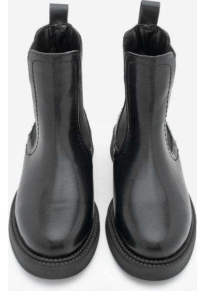 Kadın Lastikli Fermuar Aksesuarlı Günlük Bot Pinge Siyah