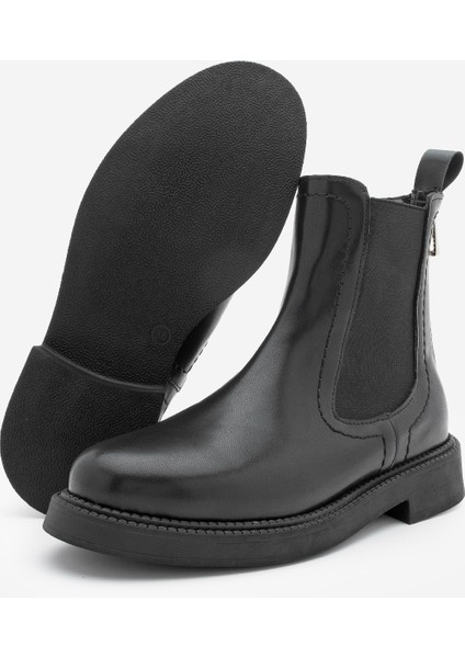 Kadın Lastikli Fermuar Aksesuarlı Günlük Bot Pinge Siyah