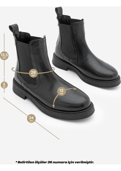 Kadın Lastikli Fermuar Aksesuarlı Günlük Bot Pinge Siyah