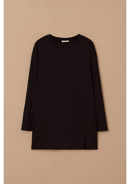 Kadın Büyük Beden Uzun Kollu Basic Tunik - Siyah