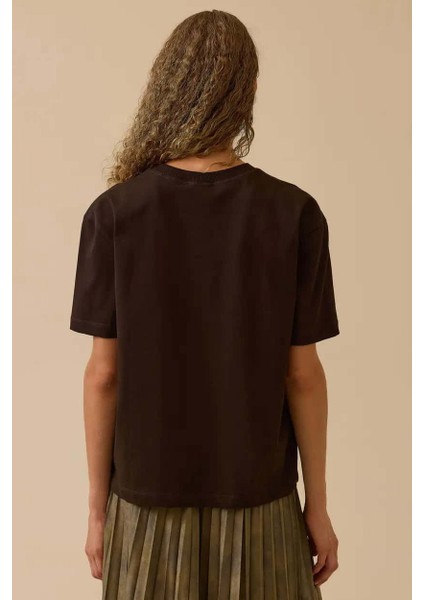 Kadın Kısa Kollu Basic T-Shirt - Kahverengi fiyatları