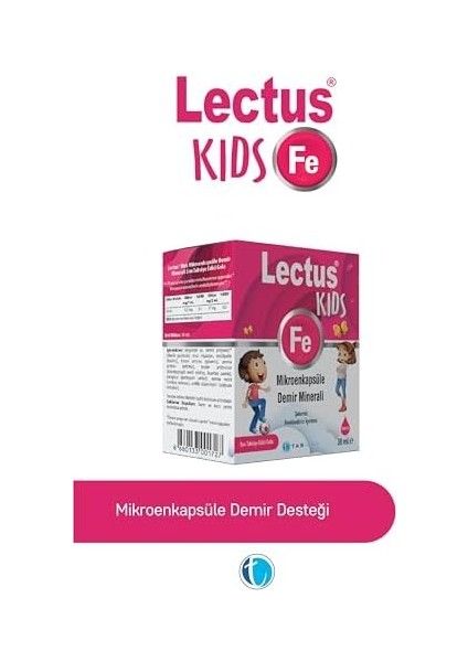 Lectus Kids Demir Mikroenkapsüle Demir Minerali 30 ml Damla fiyatları