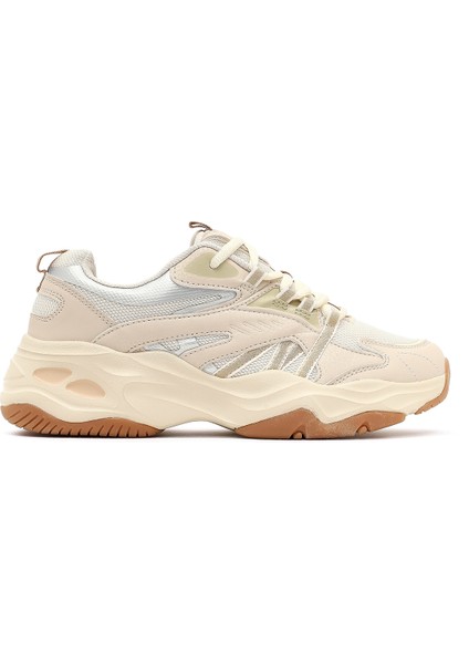 Kadın Bej Bağcıklı Kalın Tabanlı Sneaker 25AFD494114
