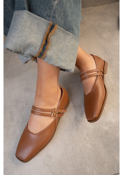 Jadon Taba Deri Çift Toka Detaylı Babet modelleri