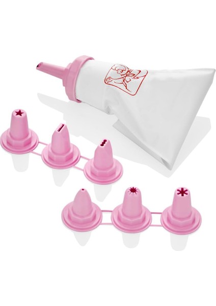 Krema Torbası, 7 Farklı Başlık, Pembe ve Su Yeşili (Pembe)