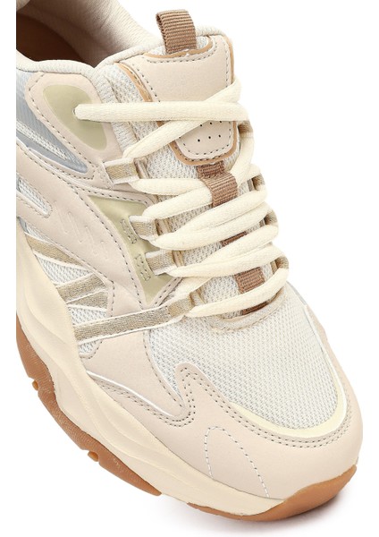 Kadın Bej Bağcıklı Kalın Tabanlı Sneaker 25AFD494114