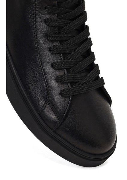 Erkek Siyah Fermuarlı Kalın Tabanlı Deri Spor Bot 25WFD707118