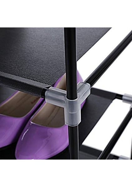 Toz Geçirmez Örtülü 10 Katlı Metal Ayakkabı Rafı, Siyah, RXJ10H fiyatları