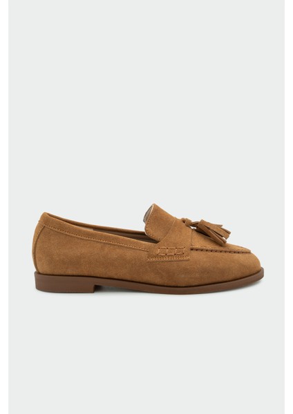 Leather Taba Süet Püskül Detaylı Düz Taban Ayakkabı -