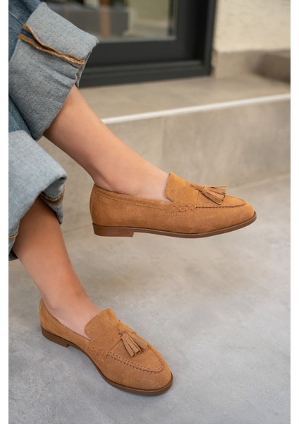 Leather Taba Süet Püskül Detaylı Düz Taban Ayakkabı - fiyatları
