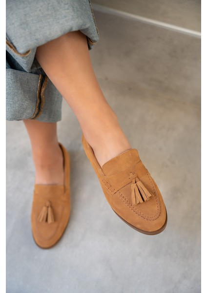 Leather Taba Süet Püskül Detaylı Düz Taban Ayakkabı - modelleri