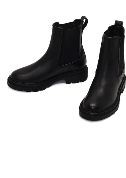 Kadın Siyah Deri Chelsea Bot 25WFD162818 modelleri