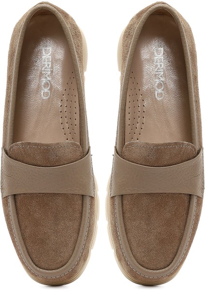 Kadın Vizon Kalın Tabanlı Süet Deri Comfort Loafer 25AFD154110