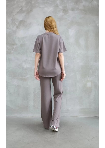 Osy Modal Yumuşak Dokulu Kumaş Bisiklet Yaka Taş Detaylı Kısa Kollu Takım - Vizyon fiyatları