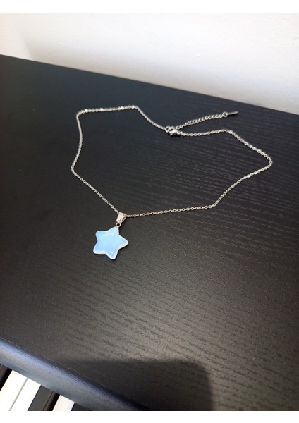 Doğal Taş Ay Taşı Yıldız Şeklinde Kolye indirimleri